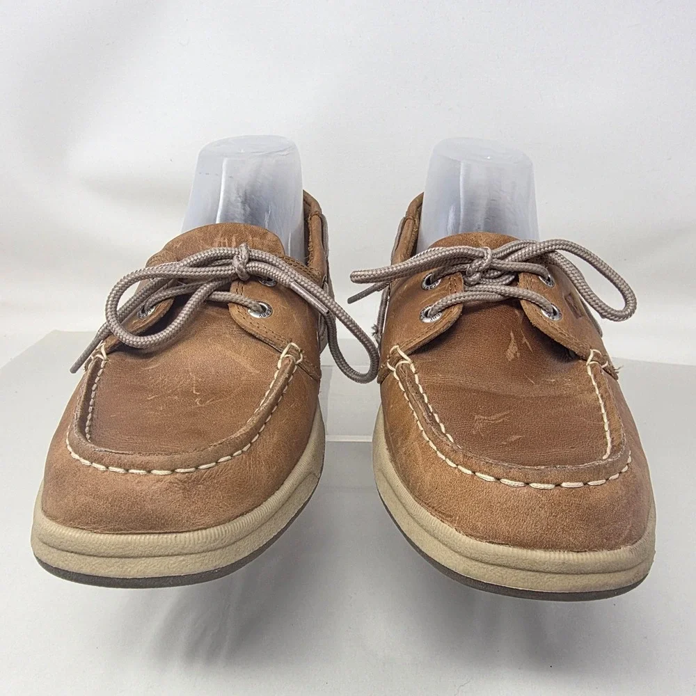 Sperry Billfish Boat Shoes Mens 9 M Tan Leather Mesh Loafers STS22664 Good